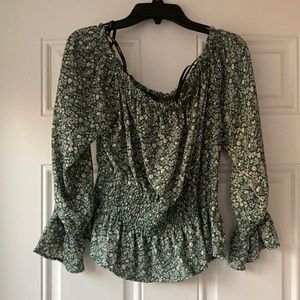 Large Floral Off the Shoulders Peplum Blouse